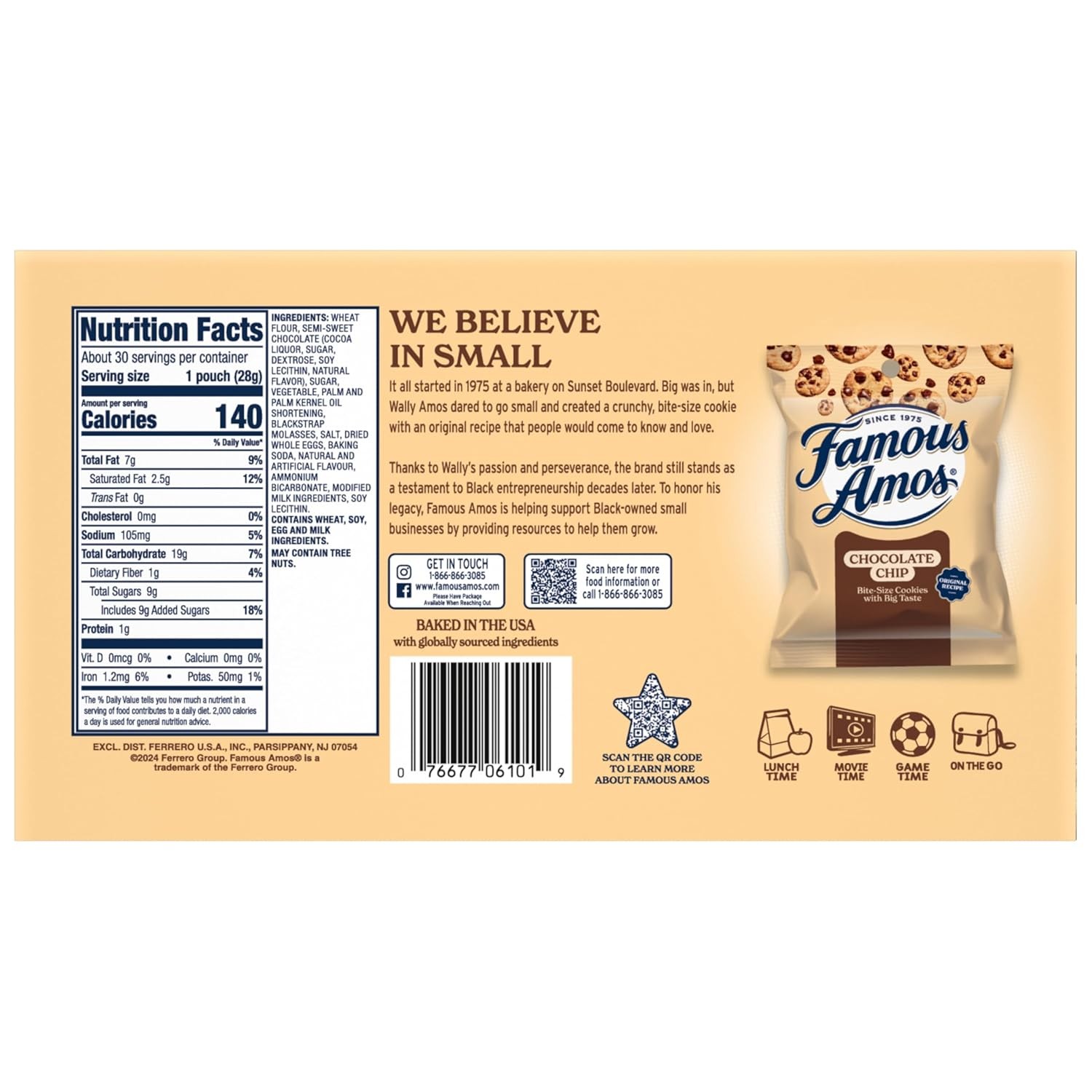 Famous Amos Original Recipe Chocolate Chip Bite-Size Cookies, 30 Pack Box, 30 oz gallery