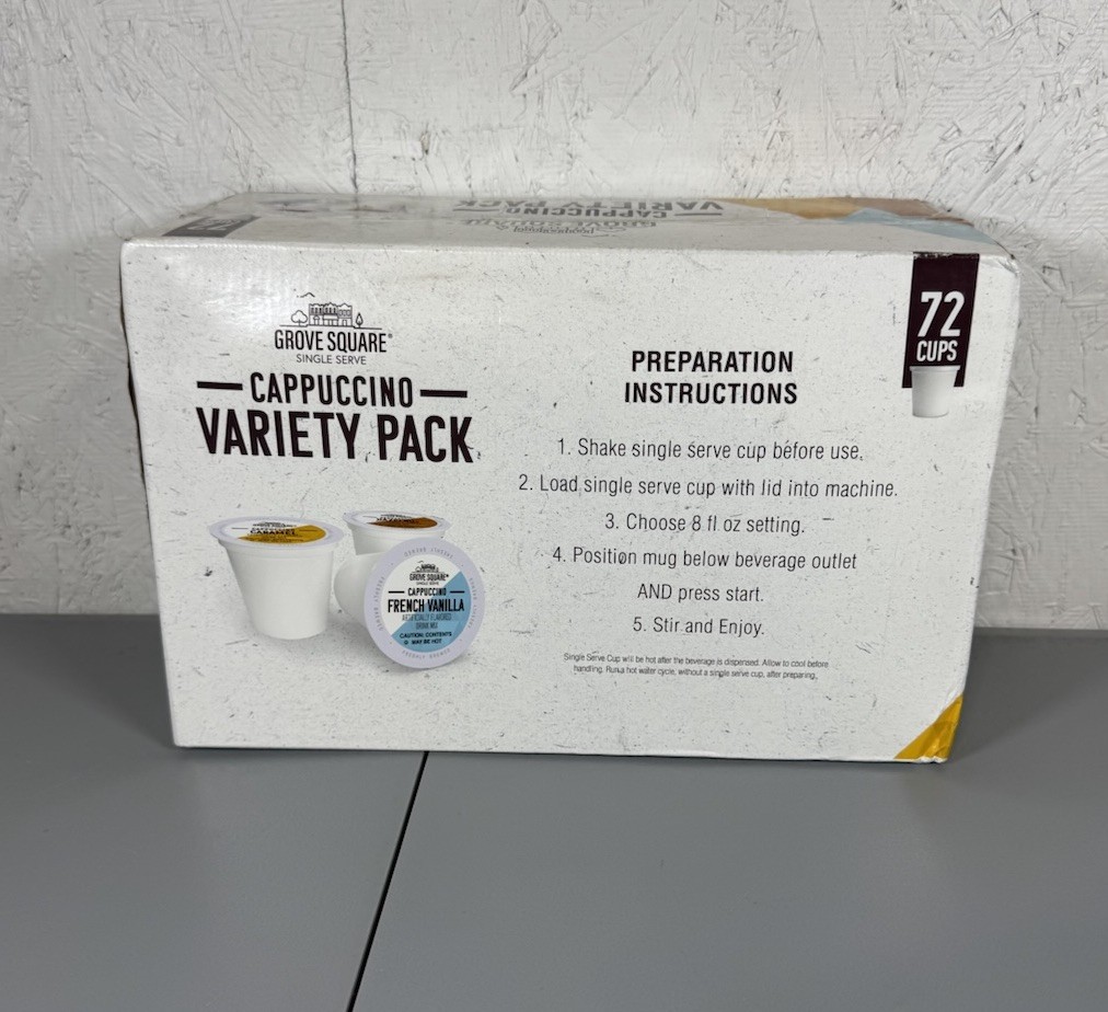 Grove Square Cappuccino Pods Variety Pack 72 Count Hazelnut Caramel French Vanil gallery