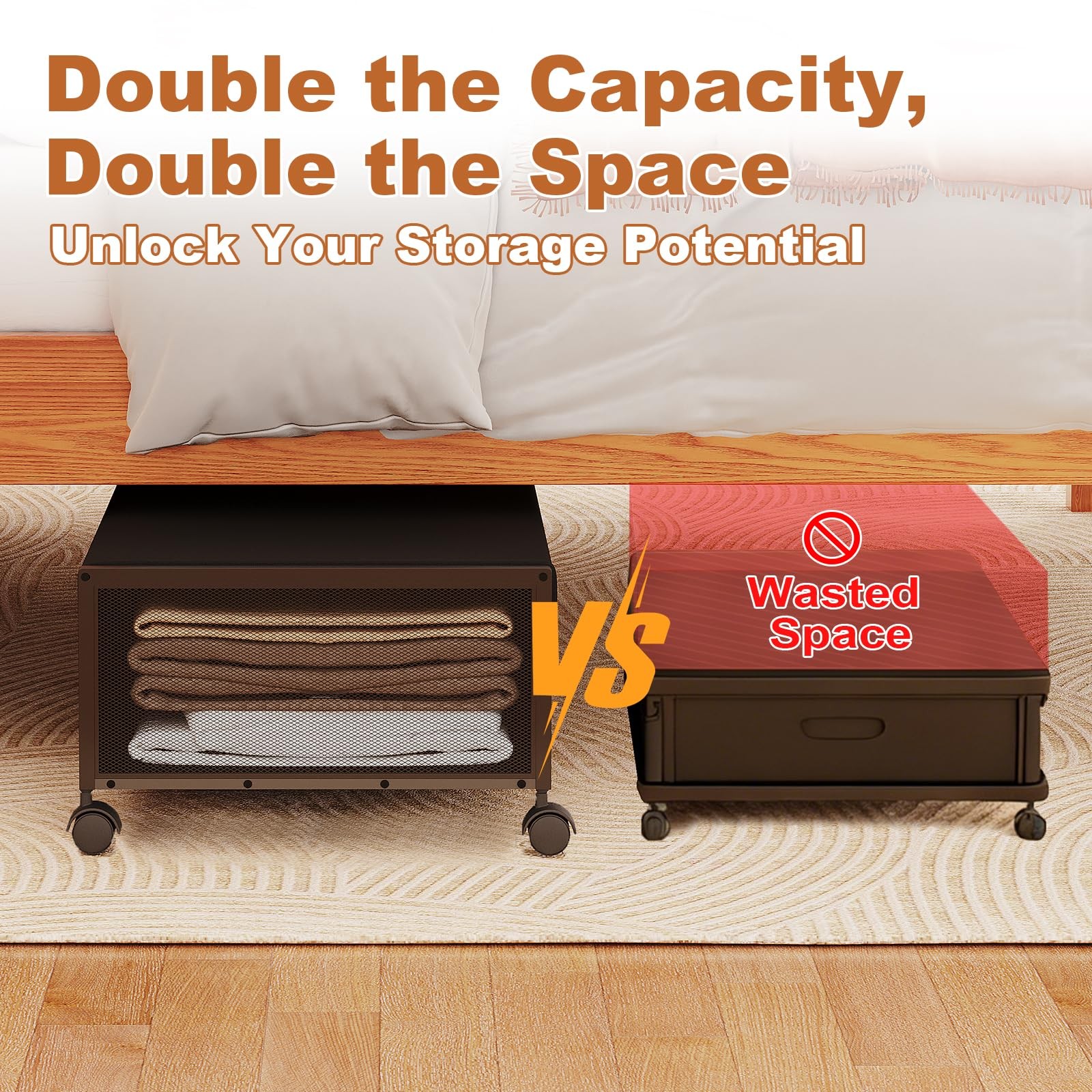 2 Pack Under the Bed Storage Containers,10 inch Height Under Bed Shoe Storage... gallery