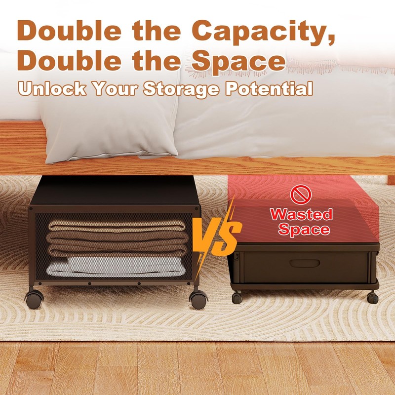 2 Pack Under the Bed Storage Containers,10 inch Height Under Bed Shoe Storage... gallery
