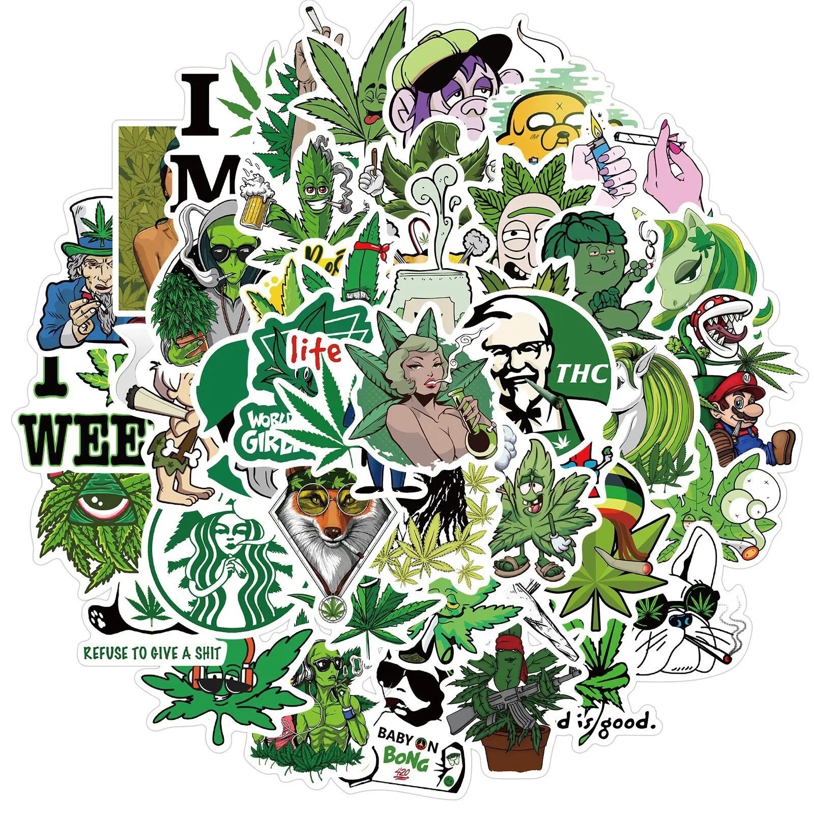 10 Random 420 Weed Stickers Marijuana Themed Yeti Laptop Decal Car Free Shipping gallery
