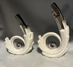 LCCCK 2 Pc Set Abstract Ceramic Statues In White And Silver