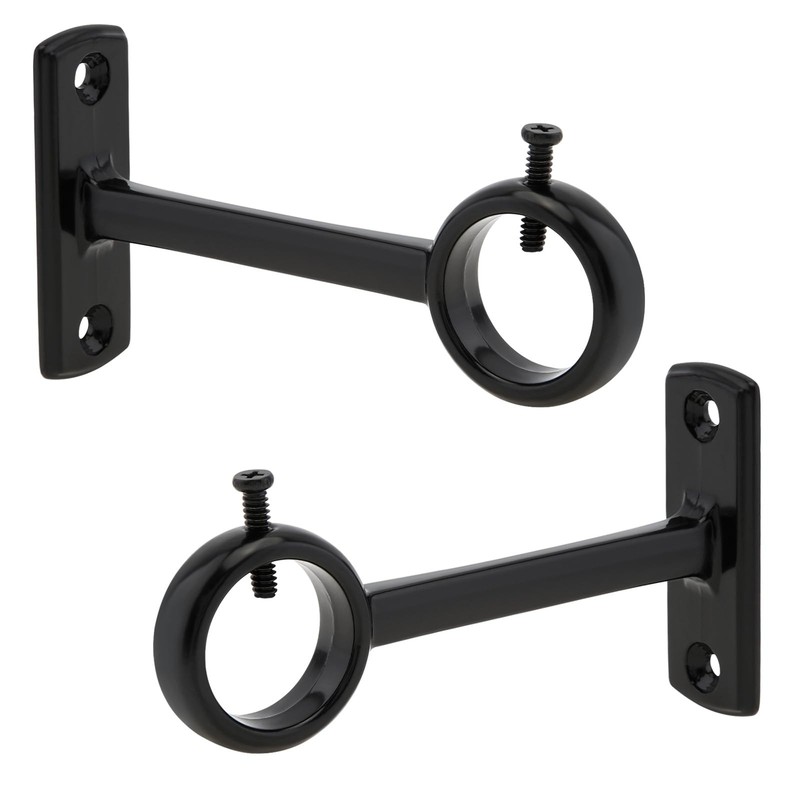 Ceiling-Mount Curtain Rod Brackets, Heavy Duty Ceiling and Wall Curtain Black gallery