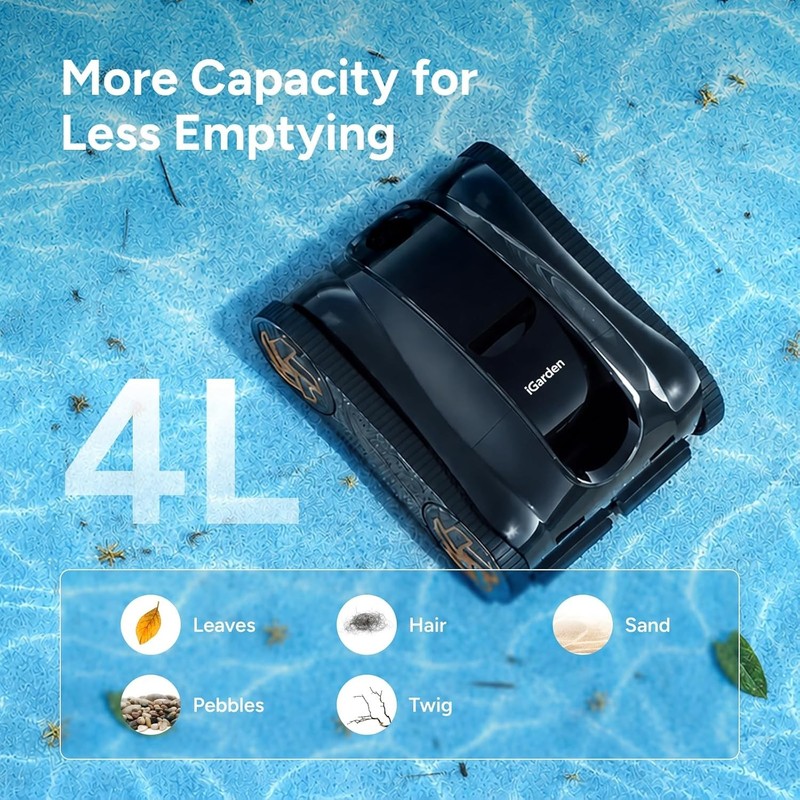 iGarden K55 330Min Runtime Robotic Pool Cleaner Pool Vacuum Clean For Inground gallery