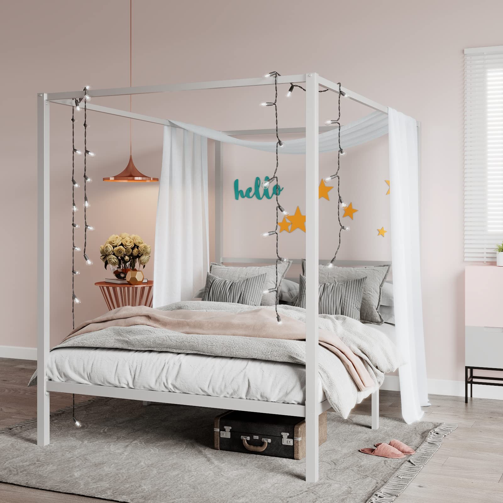 SHA CERLIN Metal Canopy Bed Frame Queen Size/Mattress Foundation with Metal S... gallery