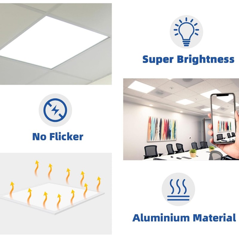 2x2 LED Flat Panel Light 10-Pack, Dimmable, 45W Back-Lit 2x2FT LED Troffer Light gallery