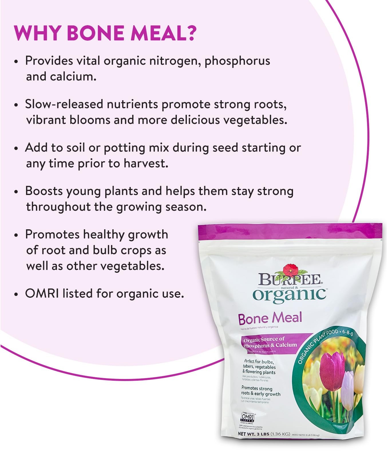 Burpee Bone Meal Fertilizer Add to Potting Soil Strong Root Development OMRI gallery