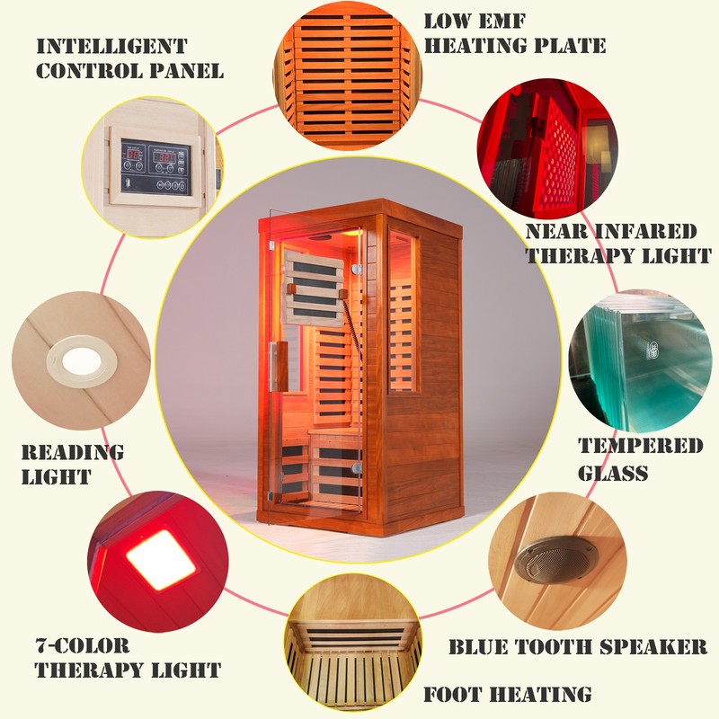 Infrared sauna with red light therapy for 1 person gallery