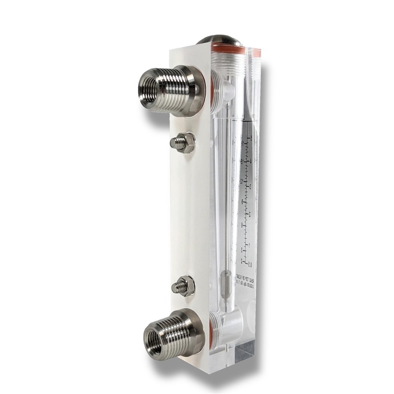 Axeon 211447 Inline Flow Meter 0.2-2 GPM, 1/2"MNPT x 1/2"MNPT x 1/4"FNPT gallery