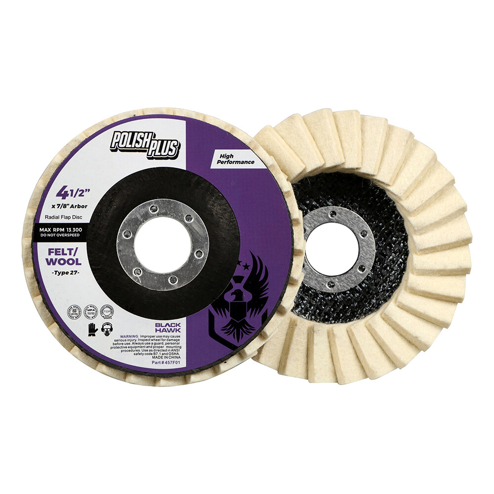 5 Pack - 4.5" x 7/8" BHA Polish Plus Felt Buffing & Polishing Flap Discs gallery