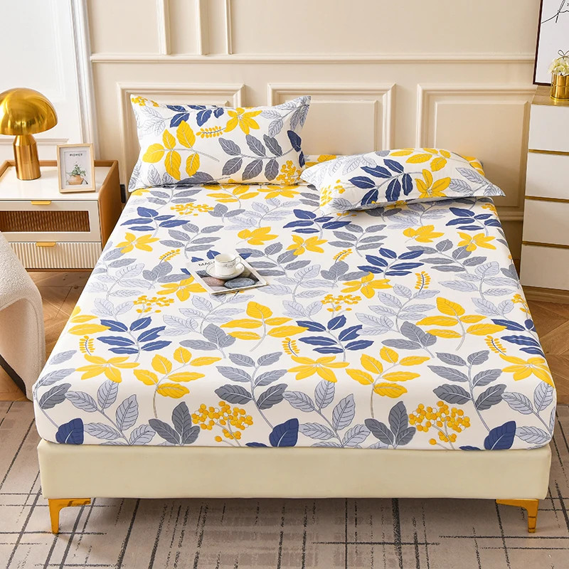 Flower Printed Fitted Sheets Reactive Printed Single/Queen/King Mattress Cover gallery