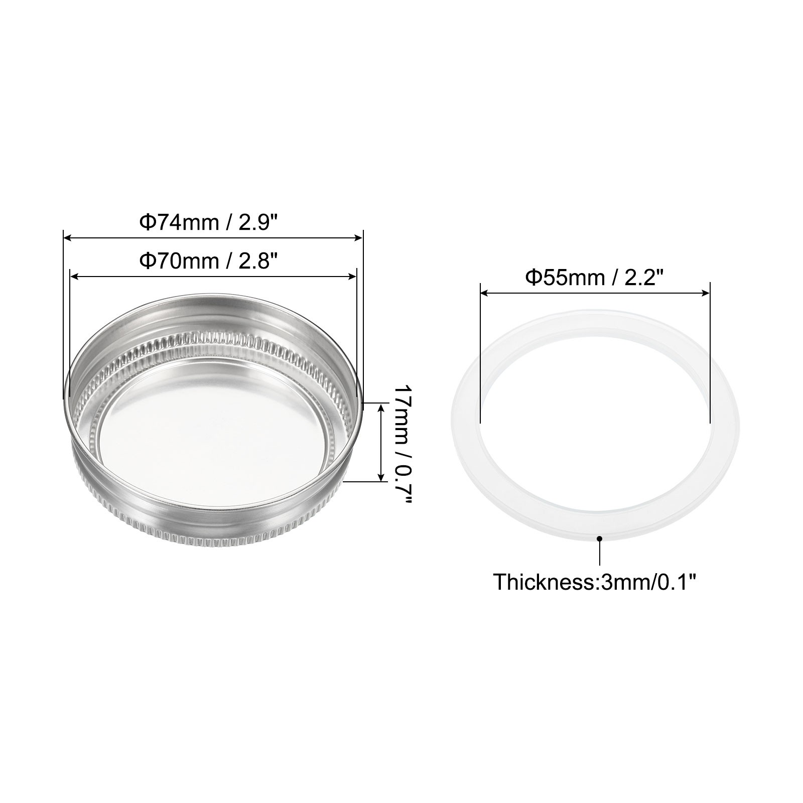 1Set/5 Pack 70mm / 2-3/4" Regular Mouth Stainless Steel Mason Jar Lids Sealing gallery