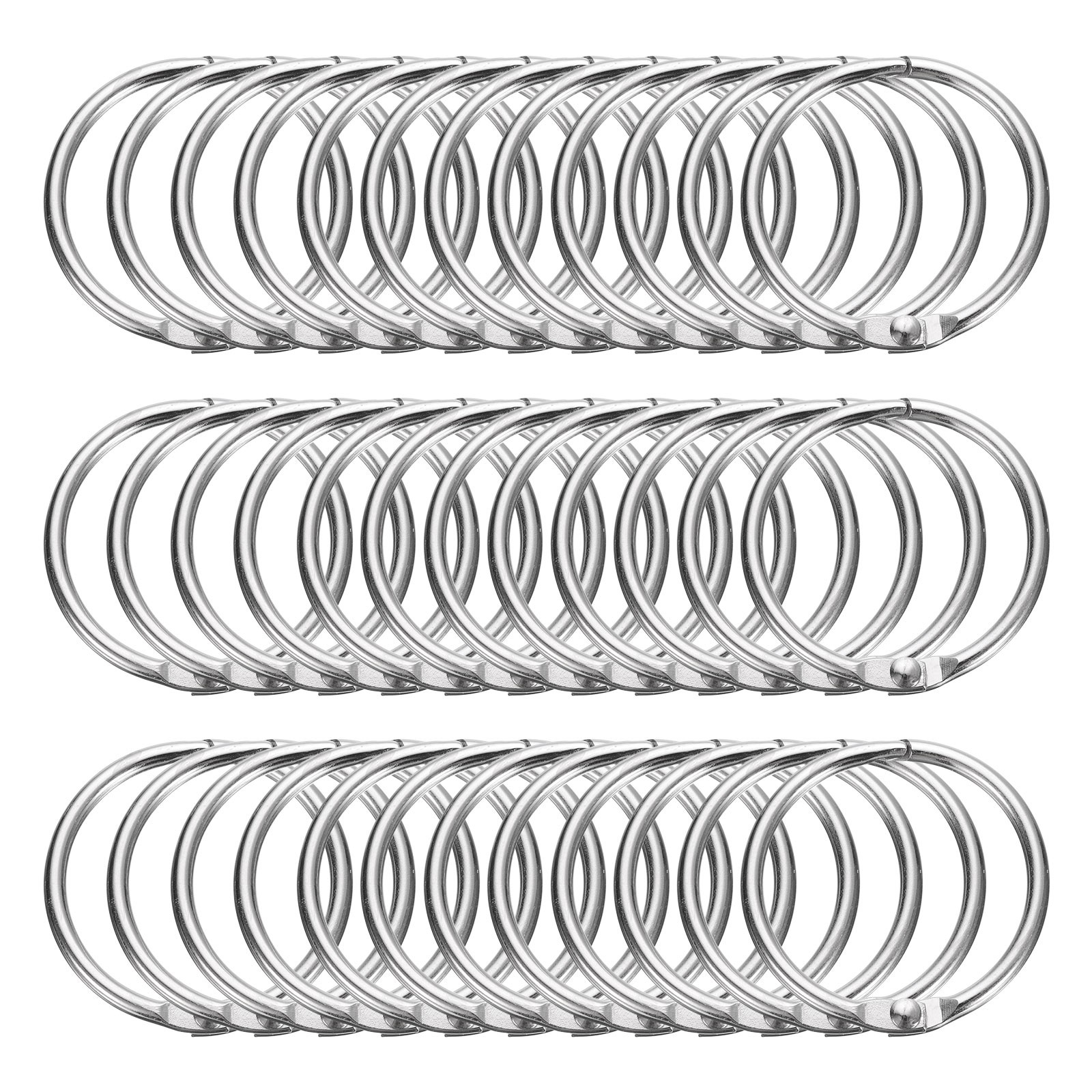 36pcs Shower Curtain Rings 1.3 Inch Round Snap Hooks for Curtain Rods Silver gallery