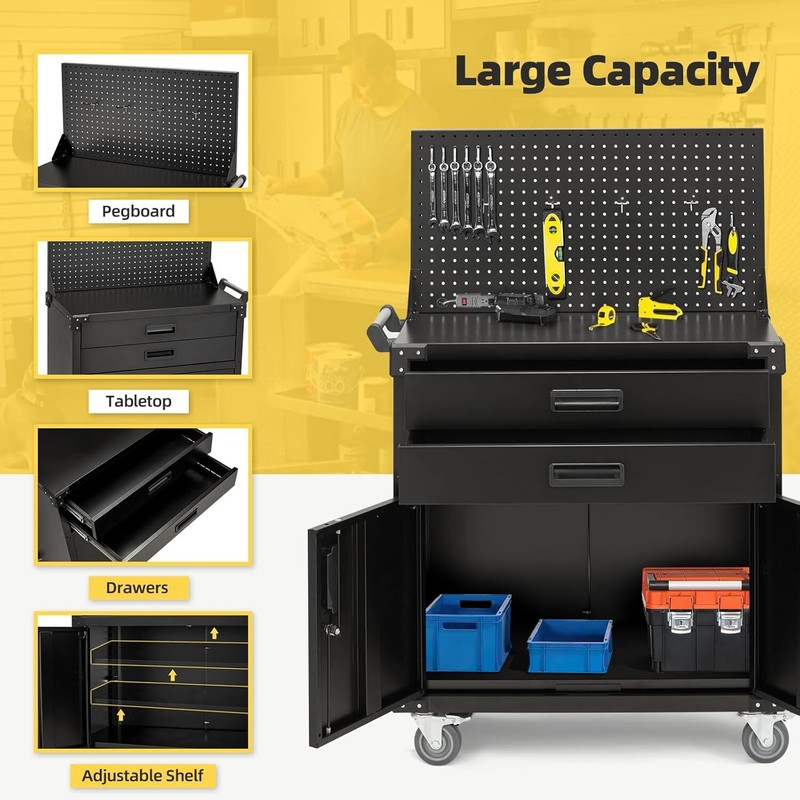 Work Bench with Pegboard Drawers and Cabinets Movable Storage Tool Cabinets gallery