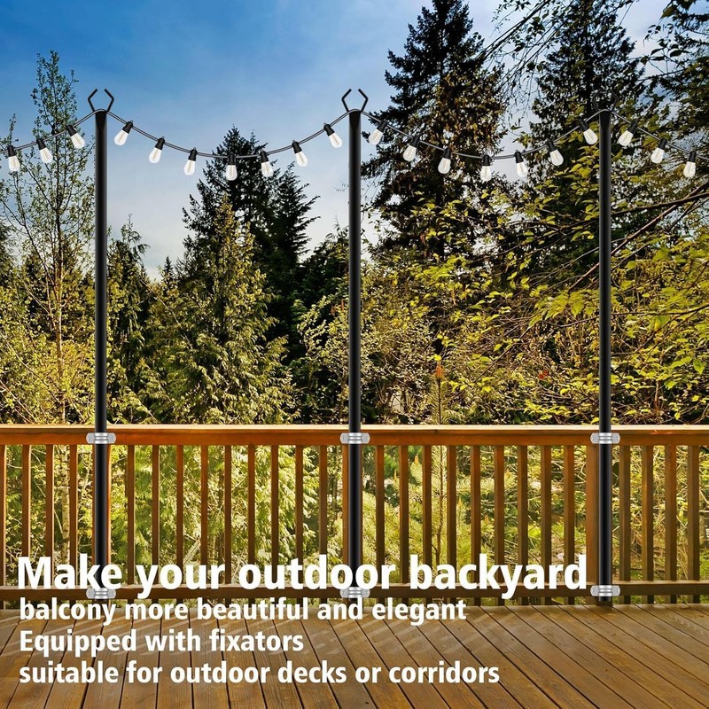 10Ft String Light Poles 4 Pack,Light Poles for Outside Lights,Outdoor with Fe... gallery