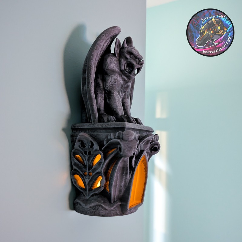 Gargoyle Wall Statue Guardian Light Scone l Gothic Ornate Display Lantern gallery