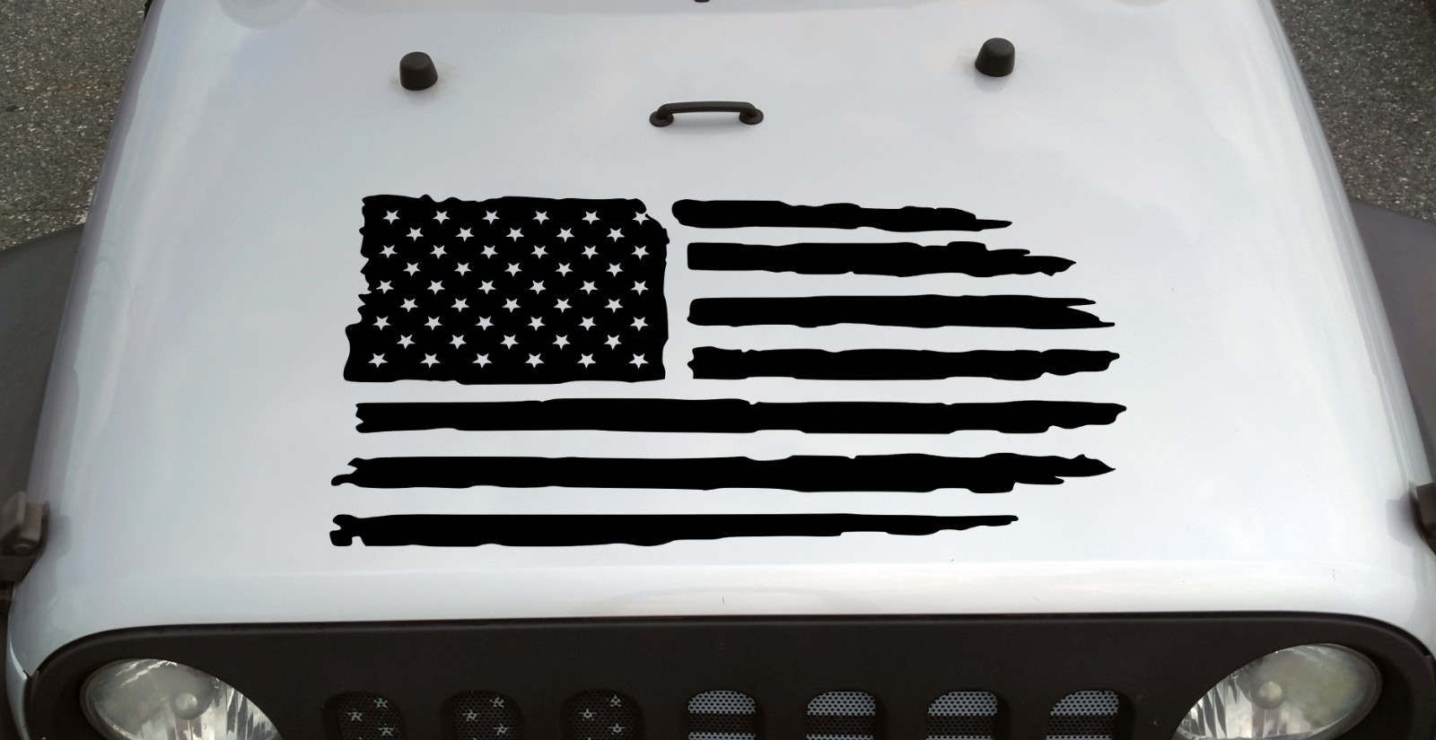Distressed American Flag Decal – Matte Black Vinyl Sticker – Large Custom Sizes gallery