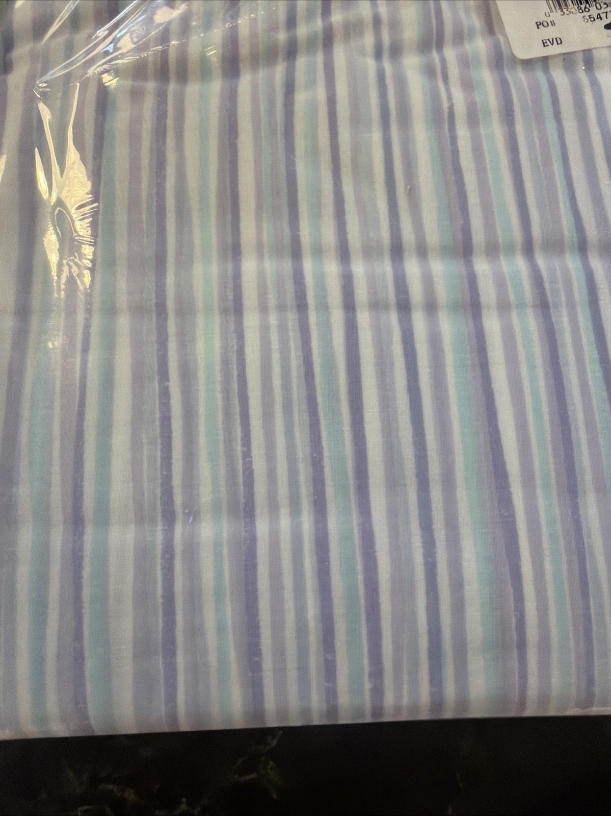 Wamsutta Supercale Plus Queen Flat Sheet 200 Thread Count Purple Teal Stripped N gallery