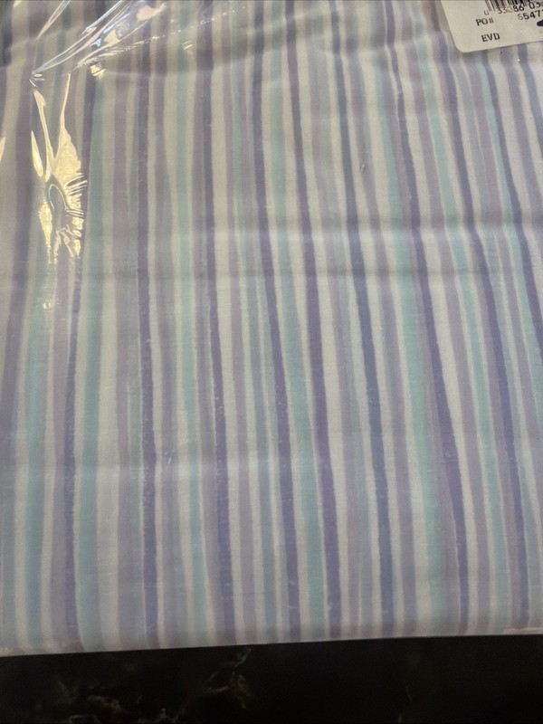 Wamsutta Supercale Plus Queen Flat Sheet 200 Thread Count Purple Teal Stripped N gallery