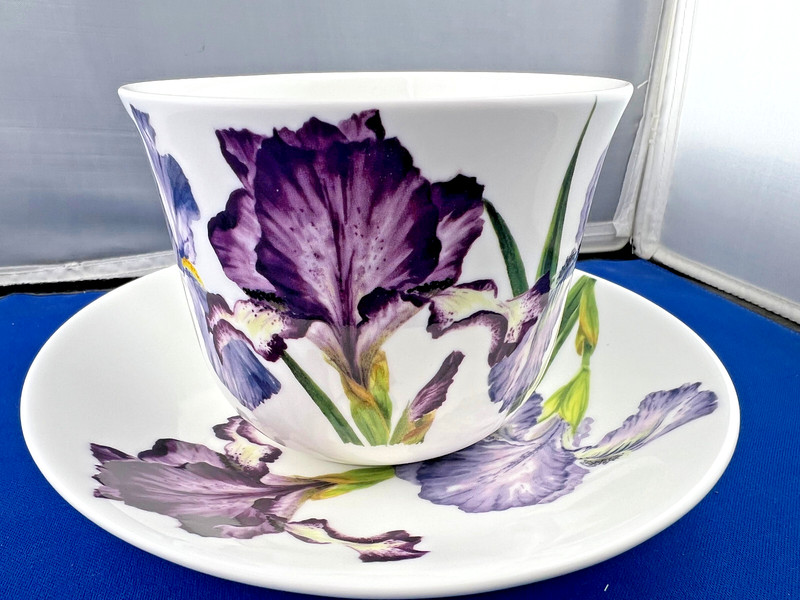 IRIS , BONE CHINA BREAKFAST CUP SAUCER, KIRKHAM, MADE ENGLAND NEW gallery