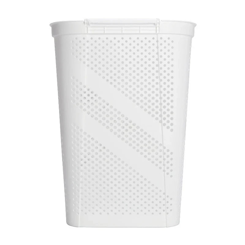 Mainstays 24" Plastic Hinged-Lid Rectangle Laundry Hamper, All Ages, White gallery
