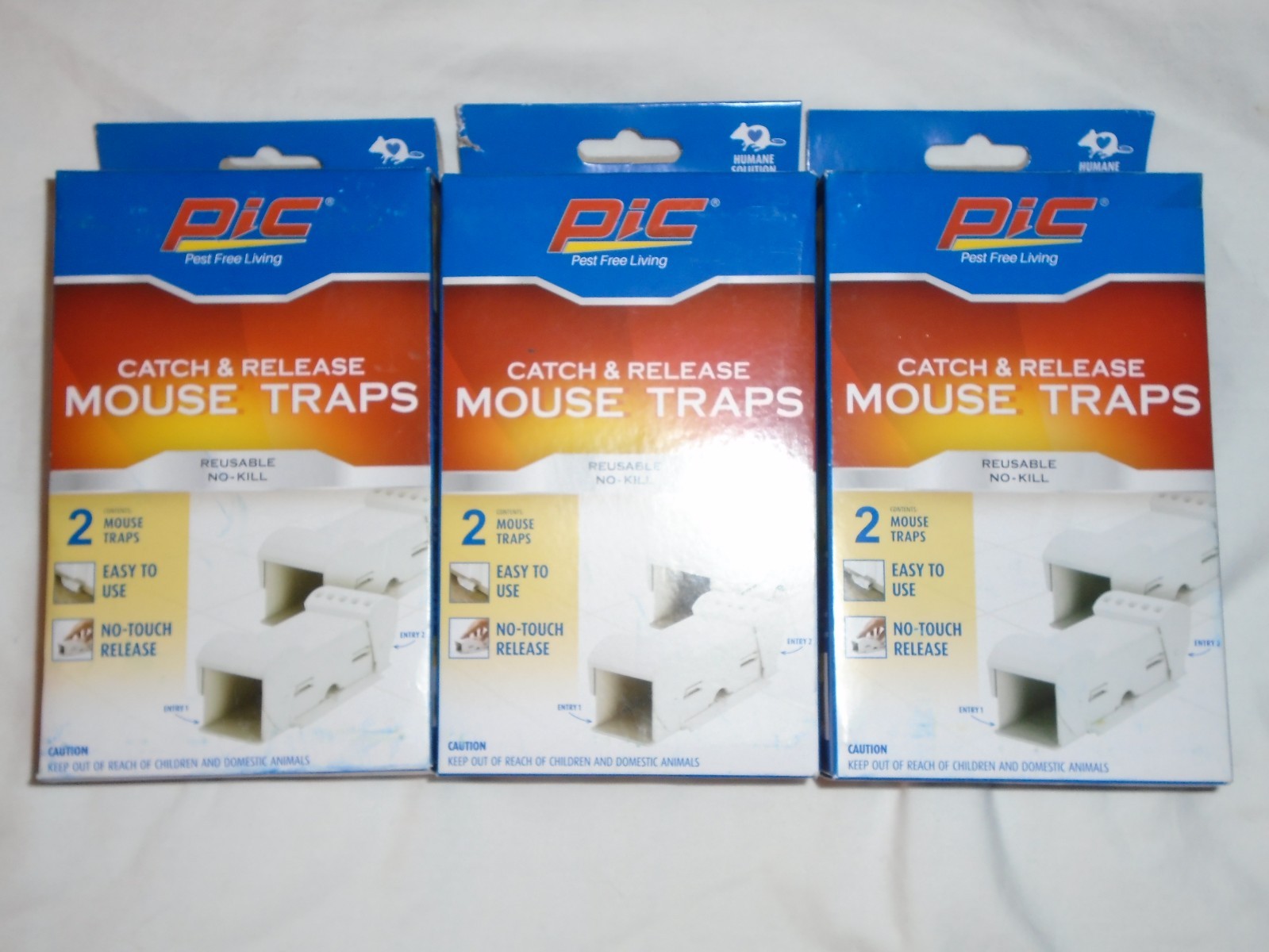 Set of 3 PIC Reusable Catch & Release Mouse Trap 2-Packs - 6 Total Traps - NEW. gallery