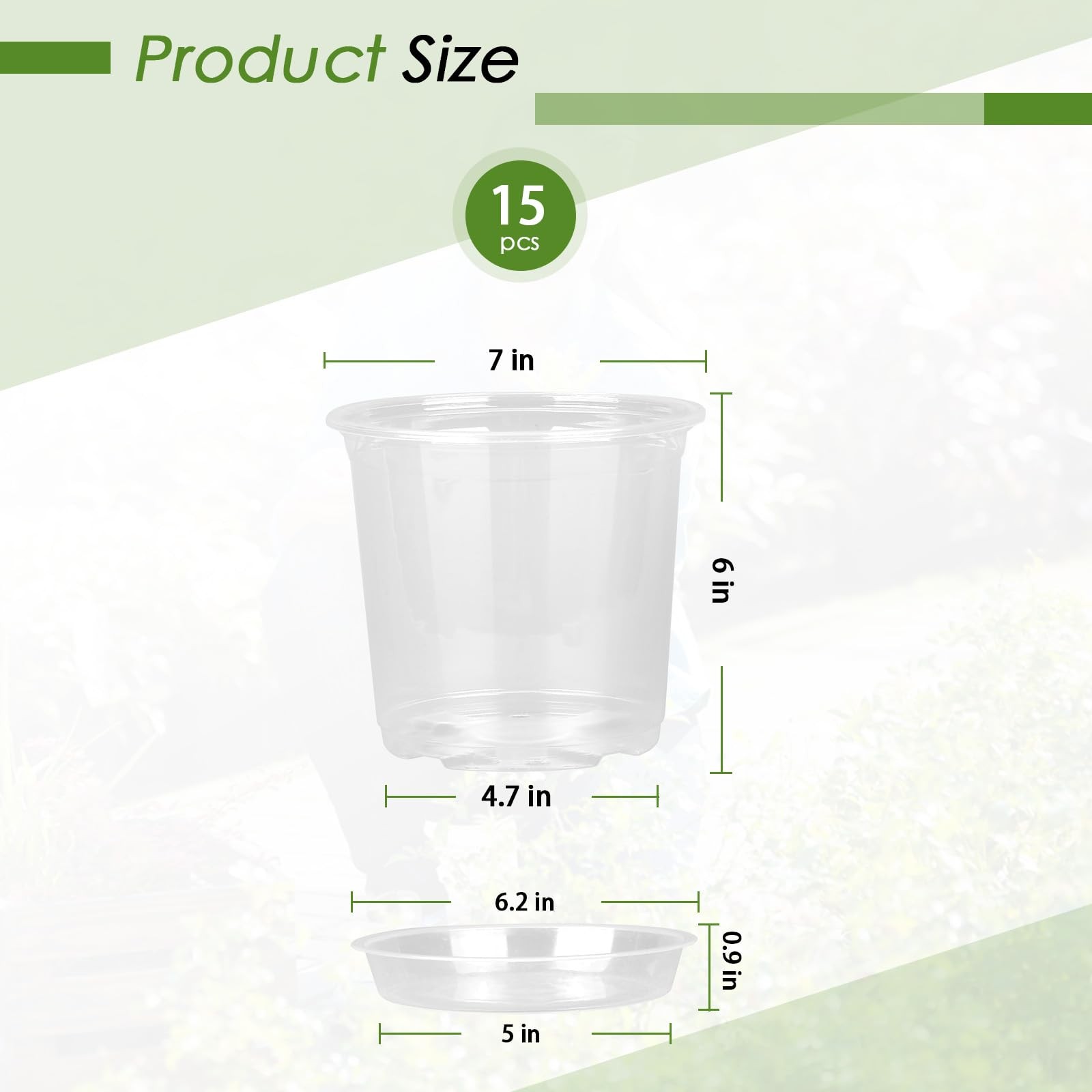 FUIJOL 7 Inch Clear Nursery Pots for Plants with Sacuers 15 7 inch, gallery
