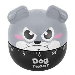 Mechanical Kitchen Timer, Cute Dog Wind Up 60 Minute Manual Countdown Gray