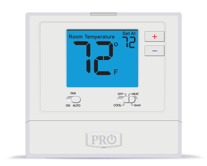 PRO1 IAQ T721 Digital Non-Programmable Thermostat, 2 Heat - 1 Cool Heat Pump gallery