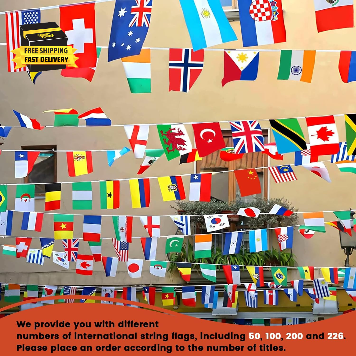 235Ft 226 Countries International String Flags-8"X5.5" International World Flags gallery
