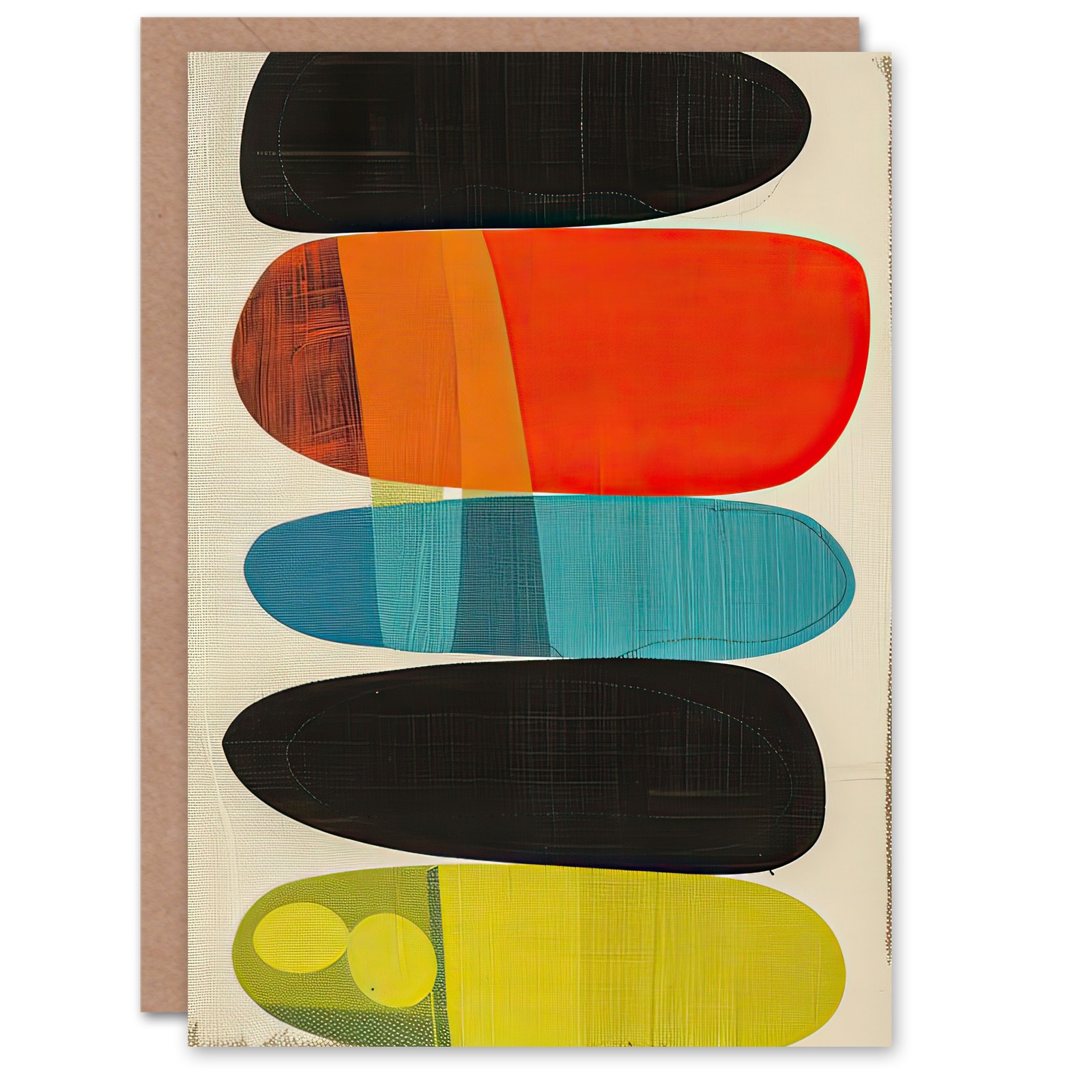 Greeting Card Mid Century Modern Abstract Colour Shades Blank Birthday gallery