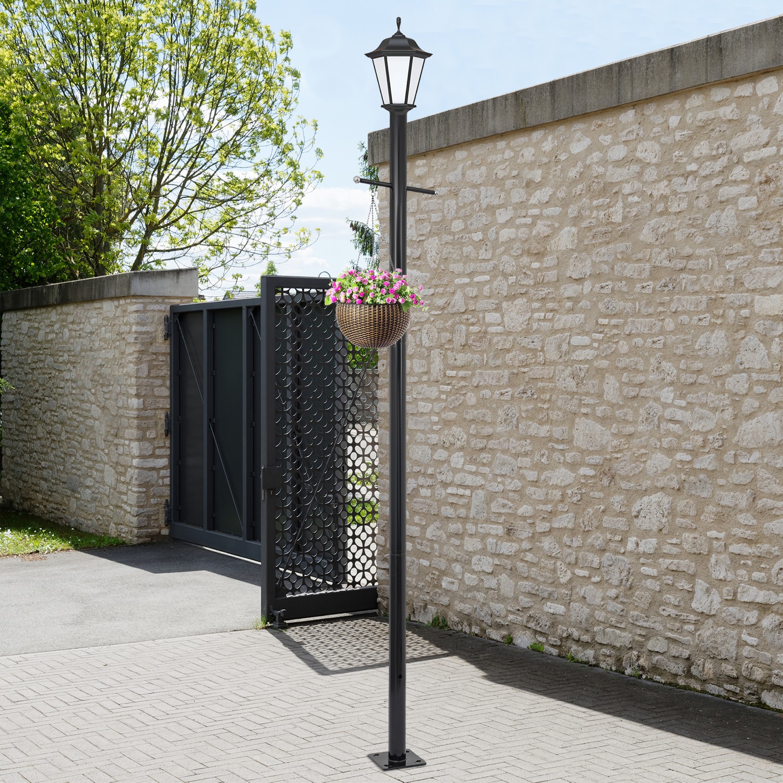 Split Street Light Pole Outdoor Lamp Post with Cross Arm for Driveway, Pathways gallery