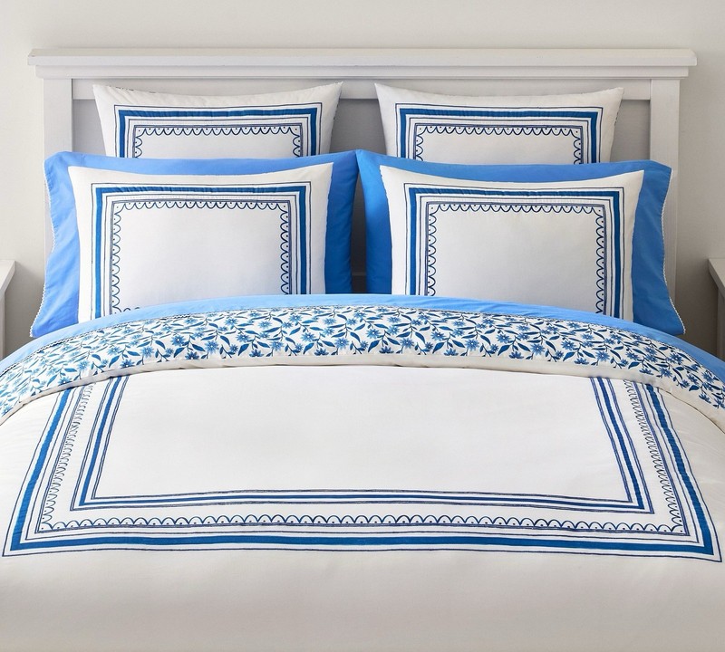 Pottery Barn~Mark D. Sikes Pixie Scalloped Duvet Cover~Full Queen~2 Shams~NEW gallery