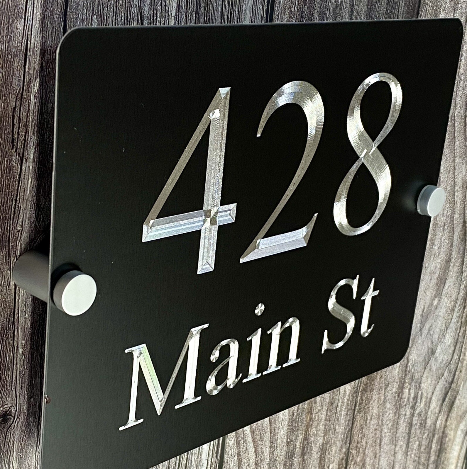 Engraved Custom House Home Number Street Address Metal 6x4 Sign & Offset Mounts gallery