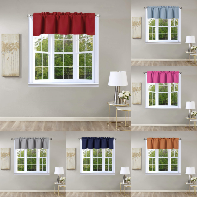 1PC HEAVY THICK VALANCE BLACKOUT UNLINED THERMAL WINDOW DRESSING TOPPER 54"X18"L gallery
