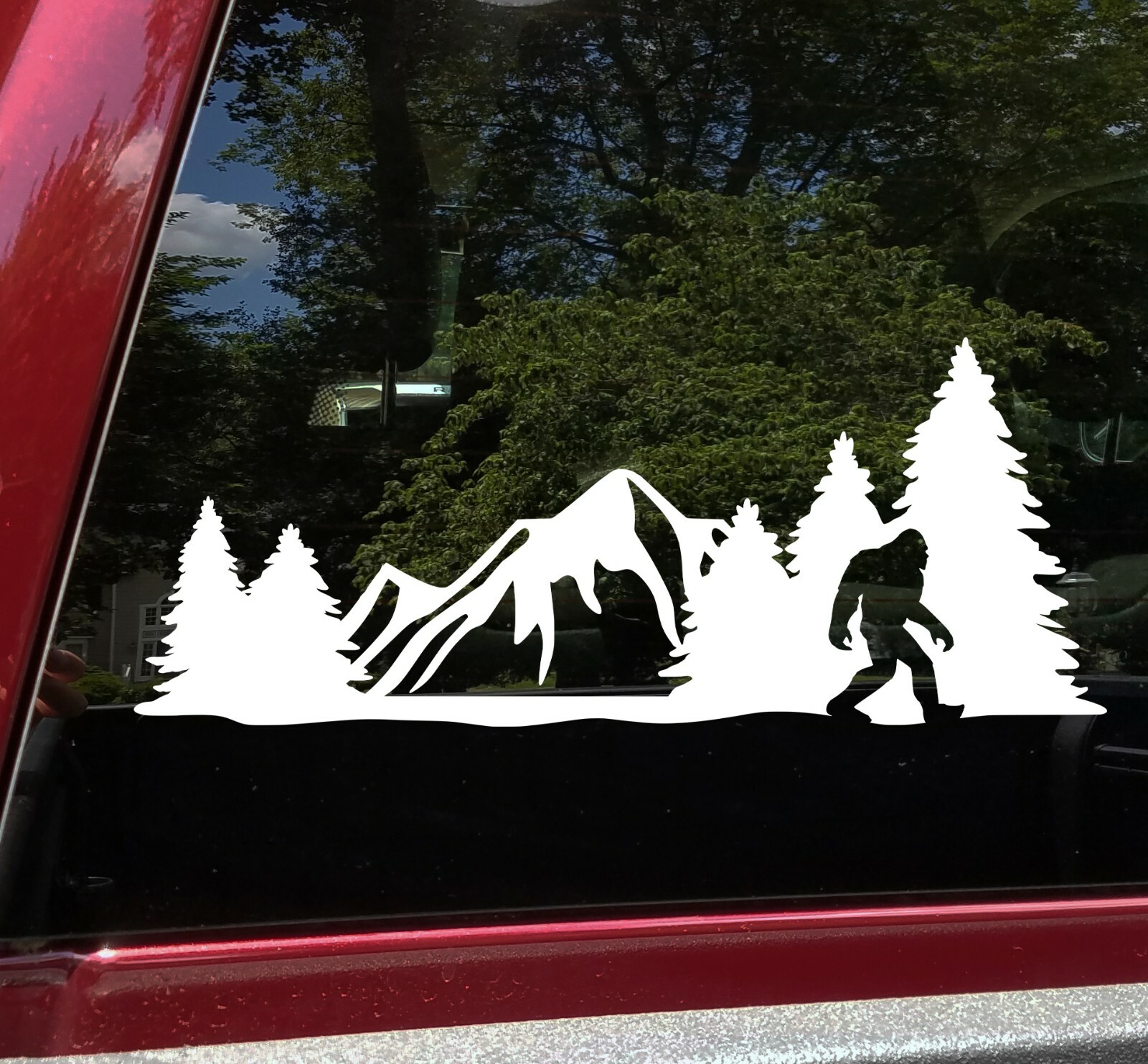 Bigfoot Mountains Forest Scene Vinyl Decal V14 - Sasquatch RV Graphics Camping gallery