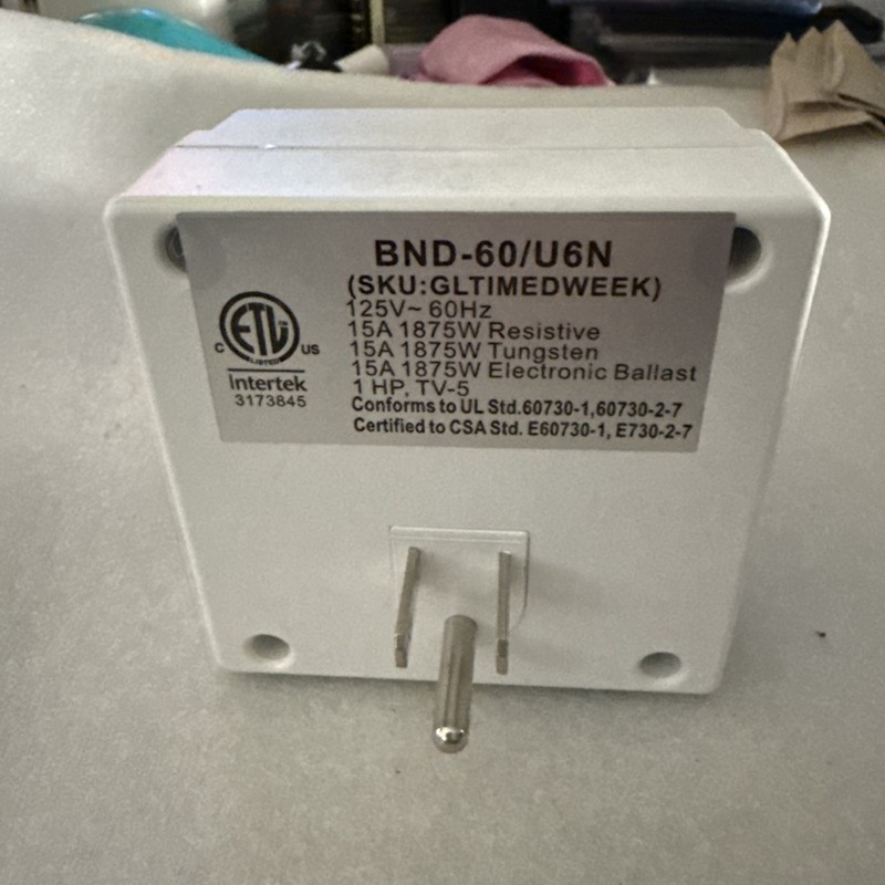 Intertek BND60-U6N Indoor Digital Timer, White. gallery