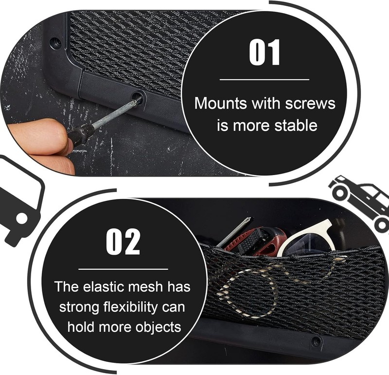 2 Pcs ABS Plastic Frame Car Storage Net Bag Phone Car Mesh Net Holder RV Stor... gallery