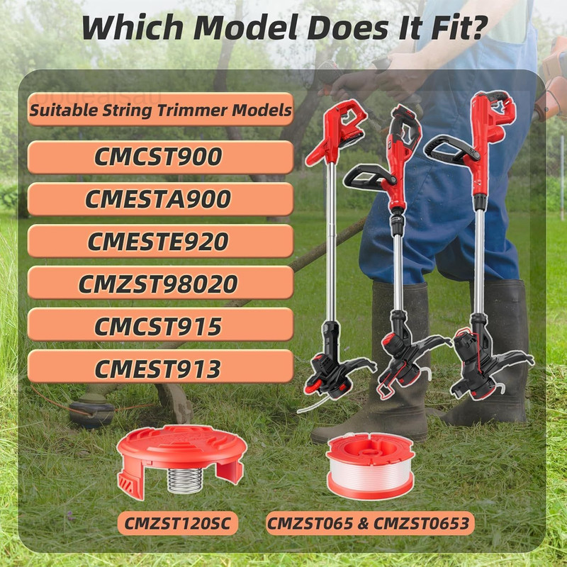 7 Pcs CMZST0653 Weed Eater Strings Compatible with Craftsman 6 Spools+1 Cap gallery