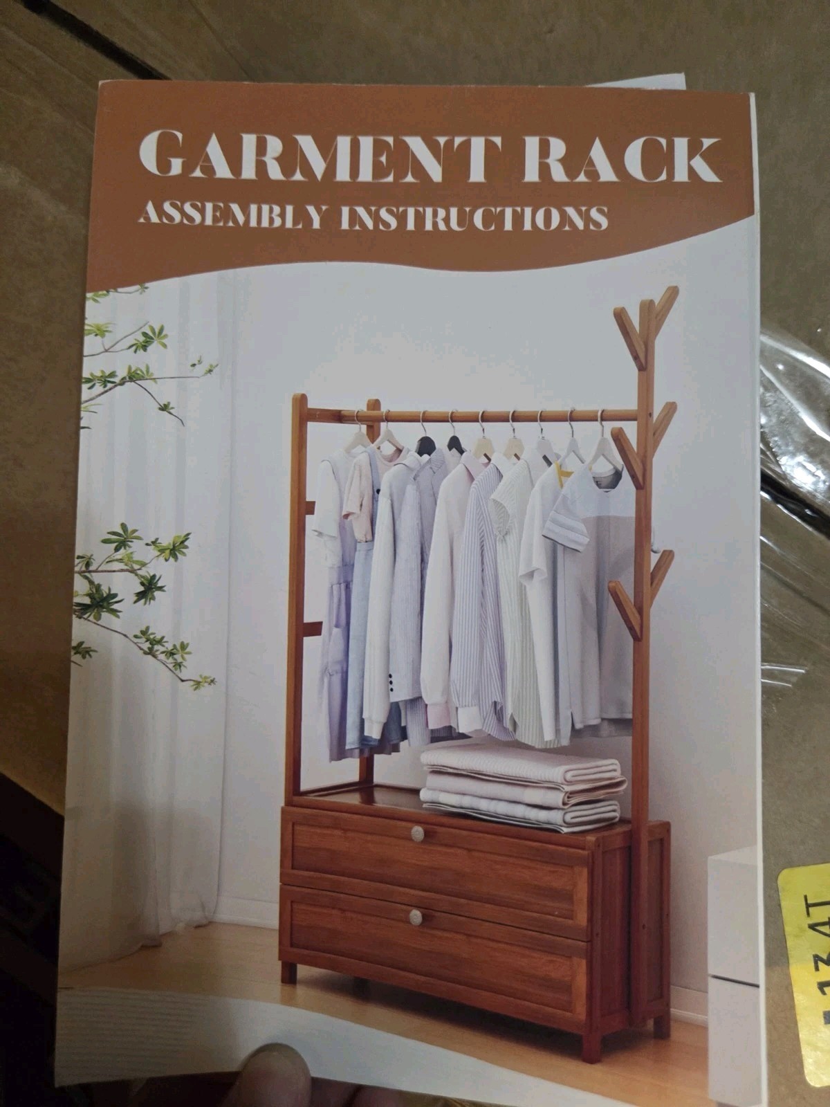 Wooden Clothes Rack, Clothing Rack with Shelf and Hook, Garment Rack with... gallery