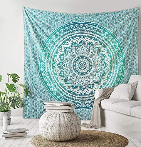 Indian Traditional Mandala Hippie Wall 40"L x 30"W Classic Green Ombre gallery