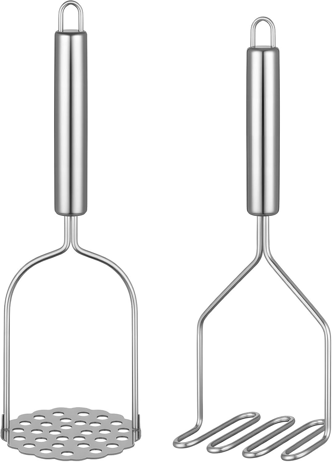 2PCS Stainless Steel Potato Masher – Kitchen Tool for Vegetables, Fruits & Meat gallery