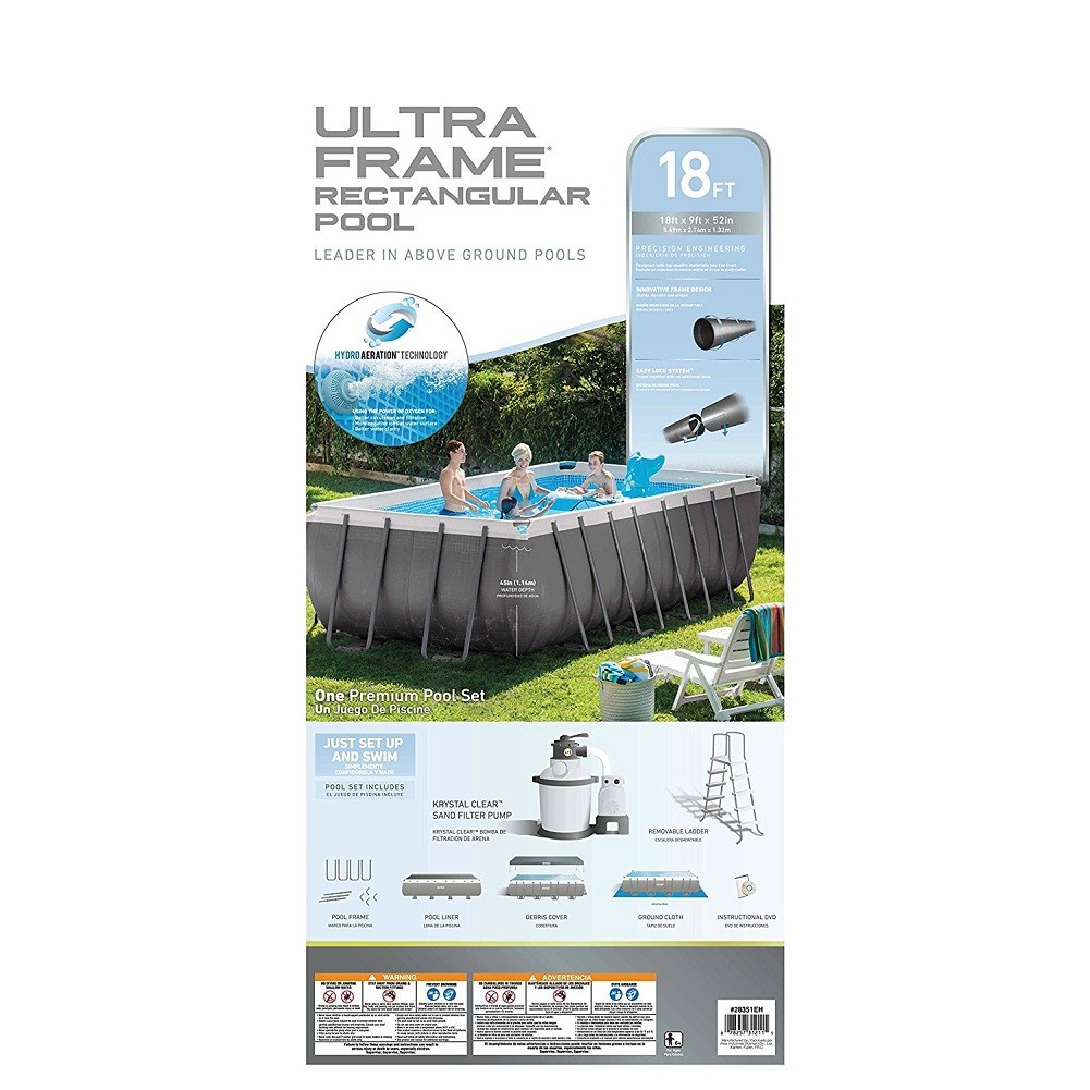 Intex 18ft X 9ft X 52in Rectangular Ultra Frame Pool Set gallery