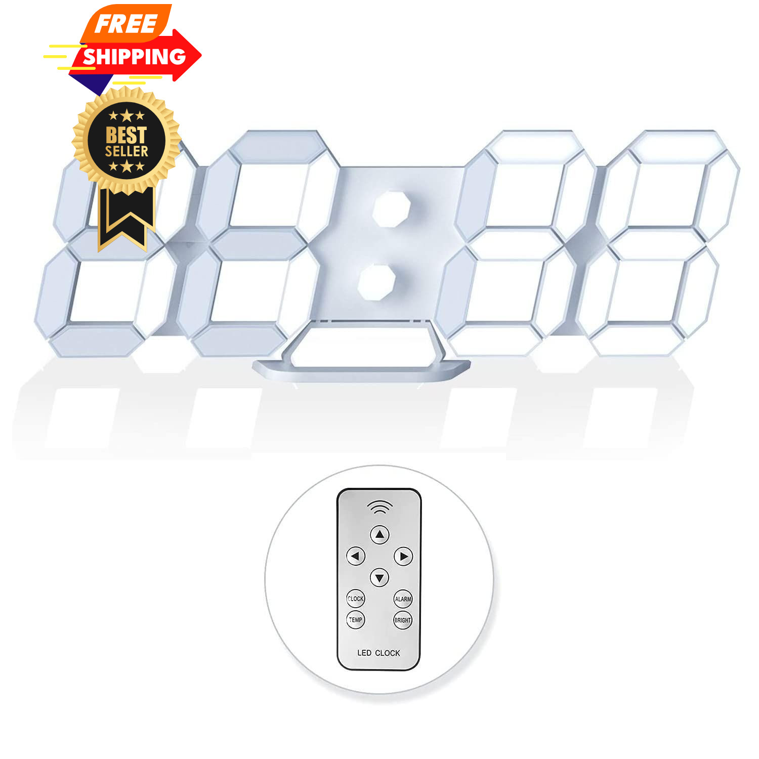 EDUP HOME 3D LED Digital 9.7 INCH, Cool Lights 9.7" Led Clock + White Design gallery