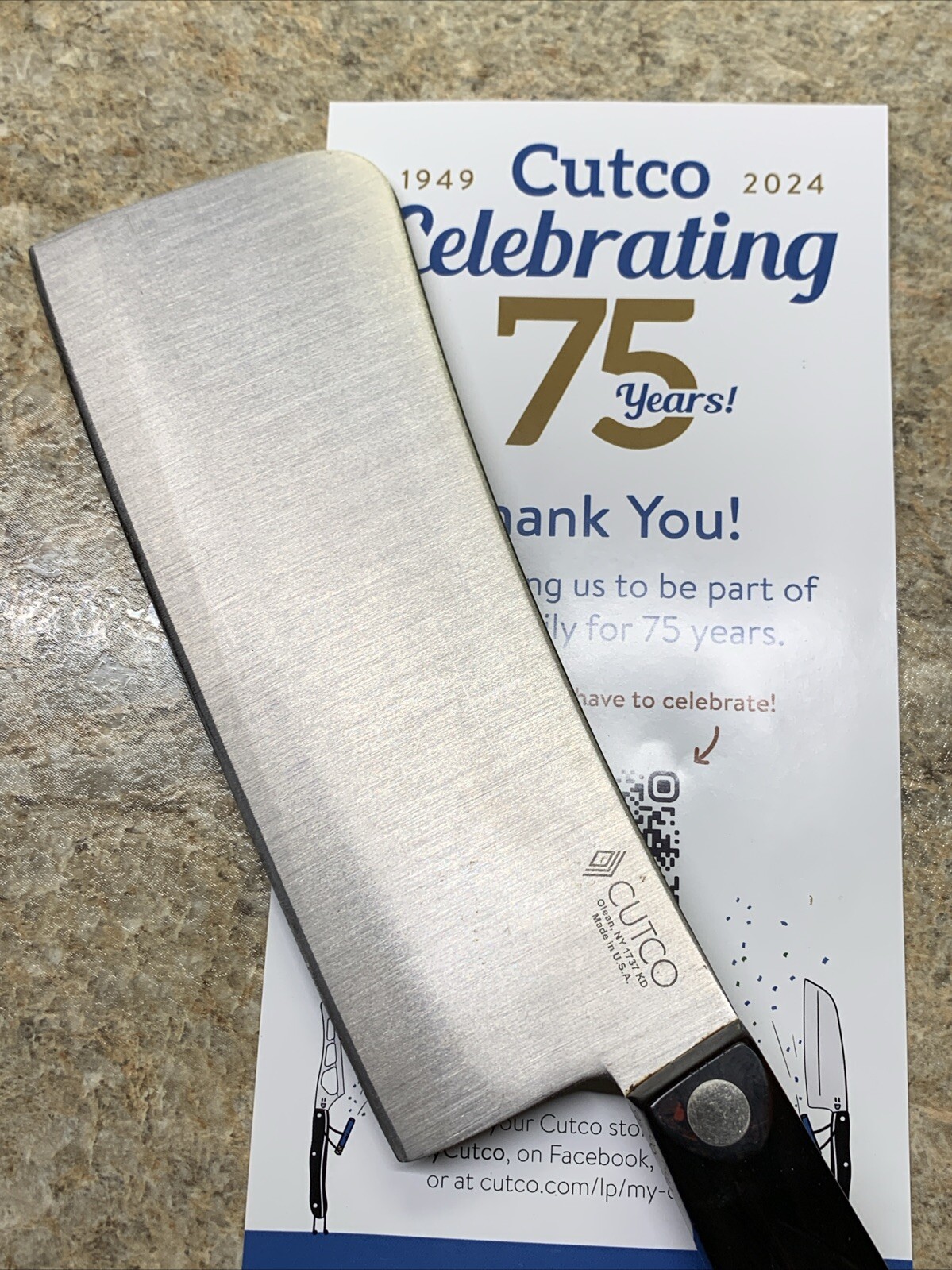 CUTCO 1737 Meat Cleaver Knife Sharp! Classic/Brown/Black Handle Factory Fresh gallery