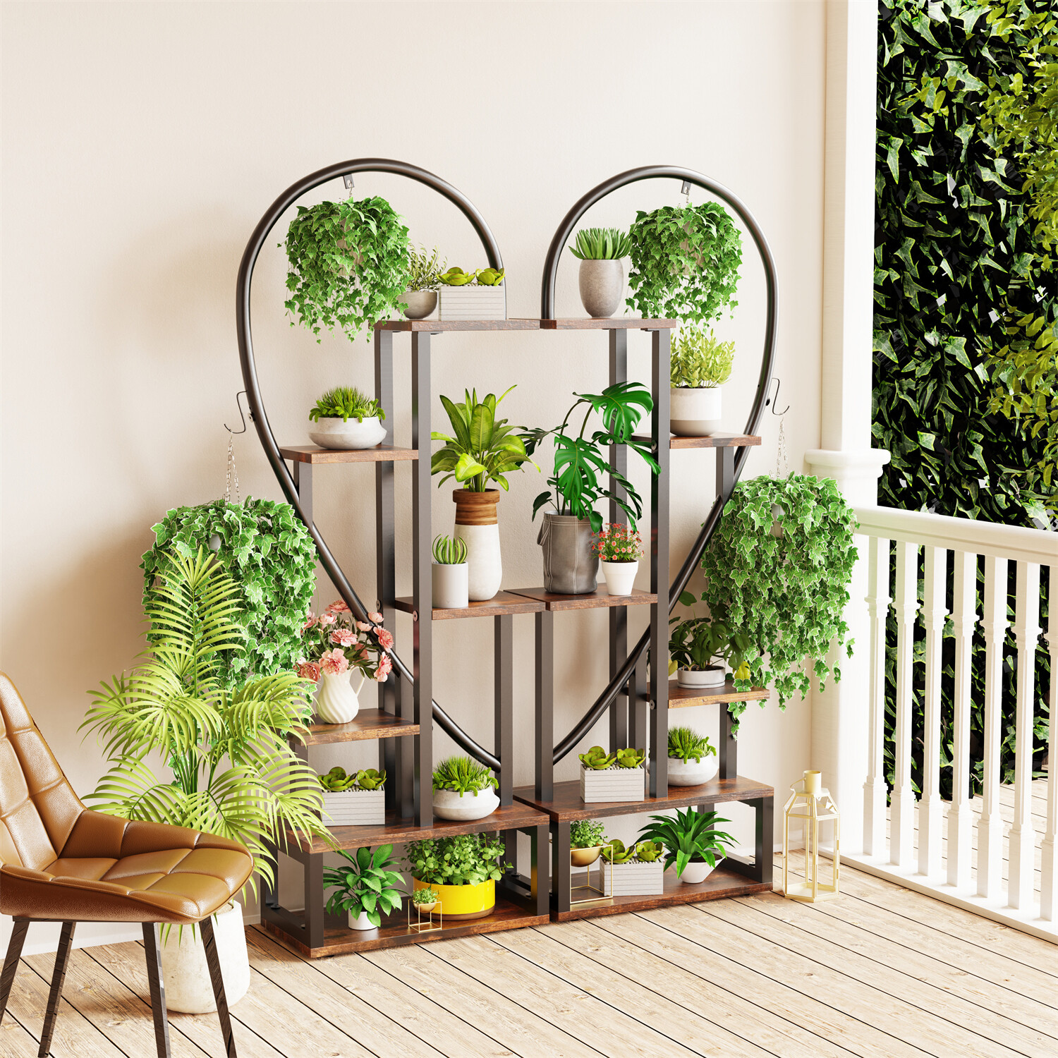 Creative Half Heart Shape Ladder Plant Stand Multiple Metal Tall Plant Shelf Rac gallery