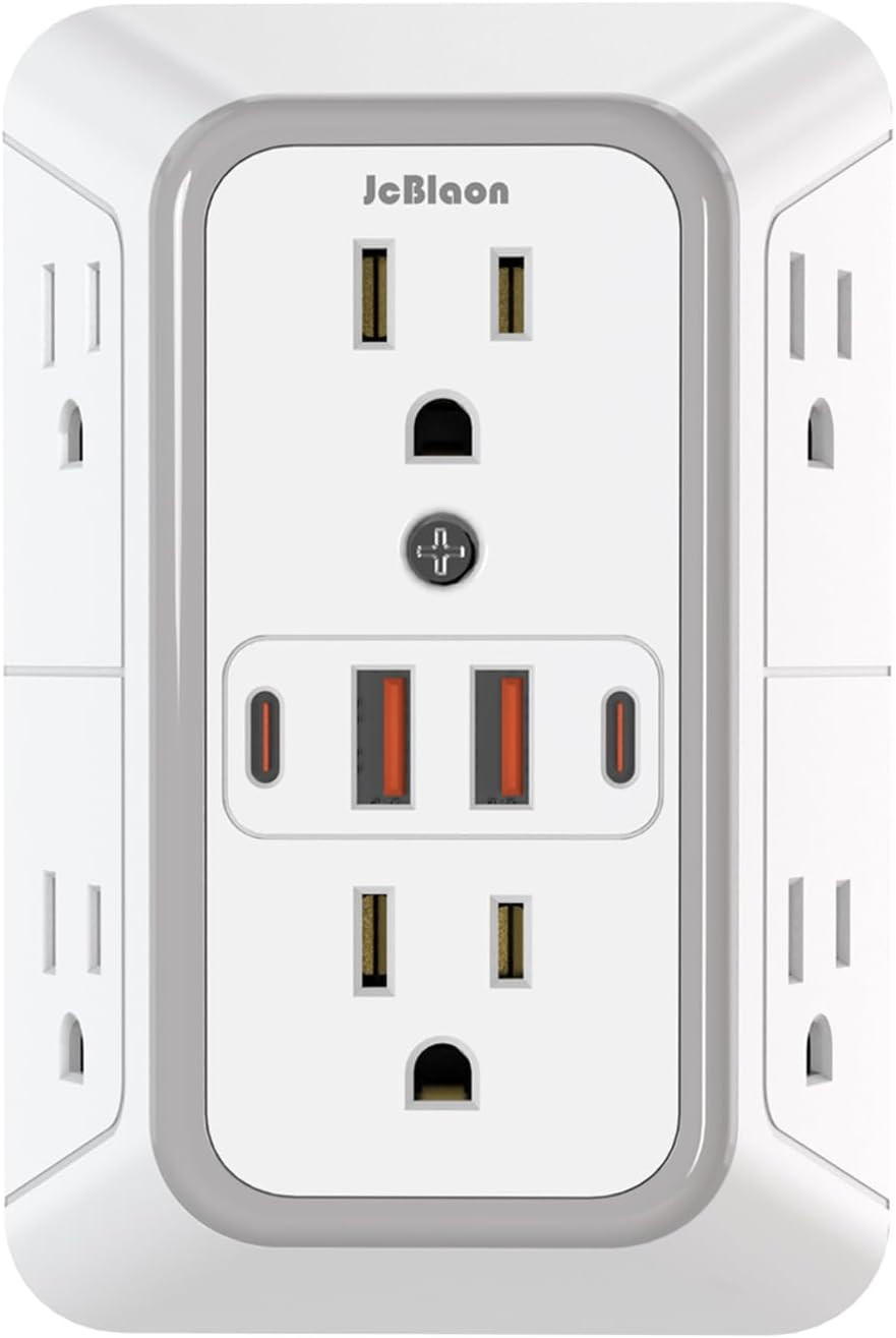 Outlet Extender Surge Protector - 6 Outlet Splitter with 4 USB Ports (2 USB C), gallery