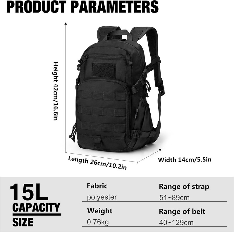 Small Tactical Backpack,Molle Hiking Backpack for Backpacking,Cycling and Biking 2