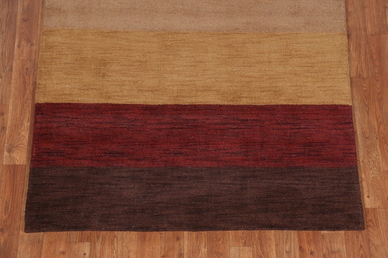 Multicolor Handmade Contemporary Wool Carpet Striped Modern Gabbeh Rug 4x6 Ft gallery