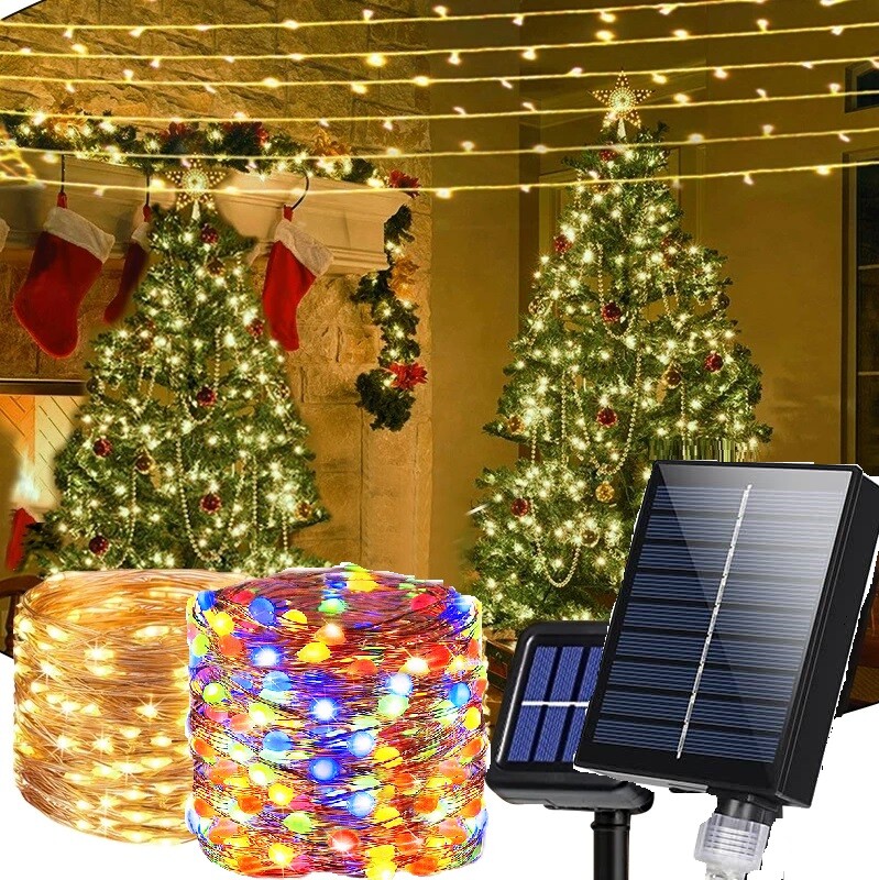 Upgrade Led Solar String Lights Outdoor Waterproof Fairy Copper Garden Decor gallery